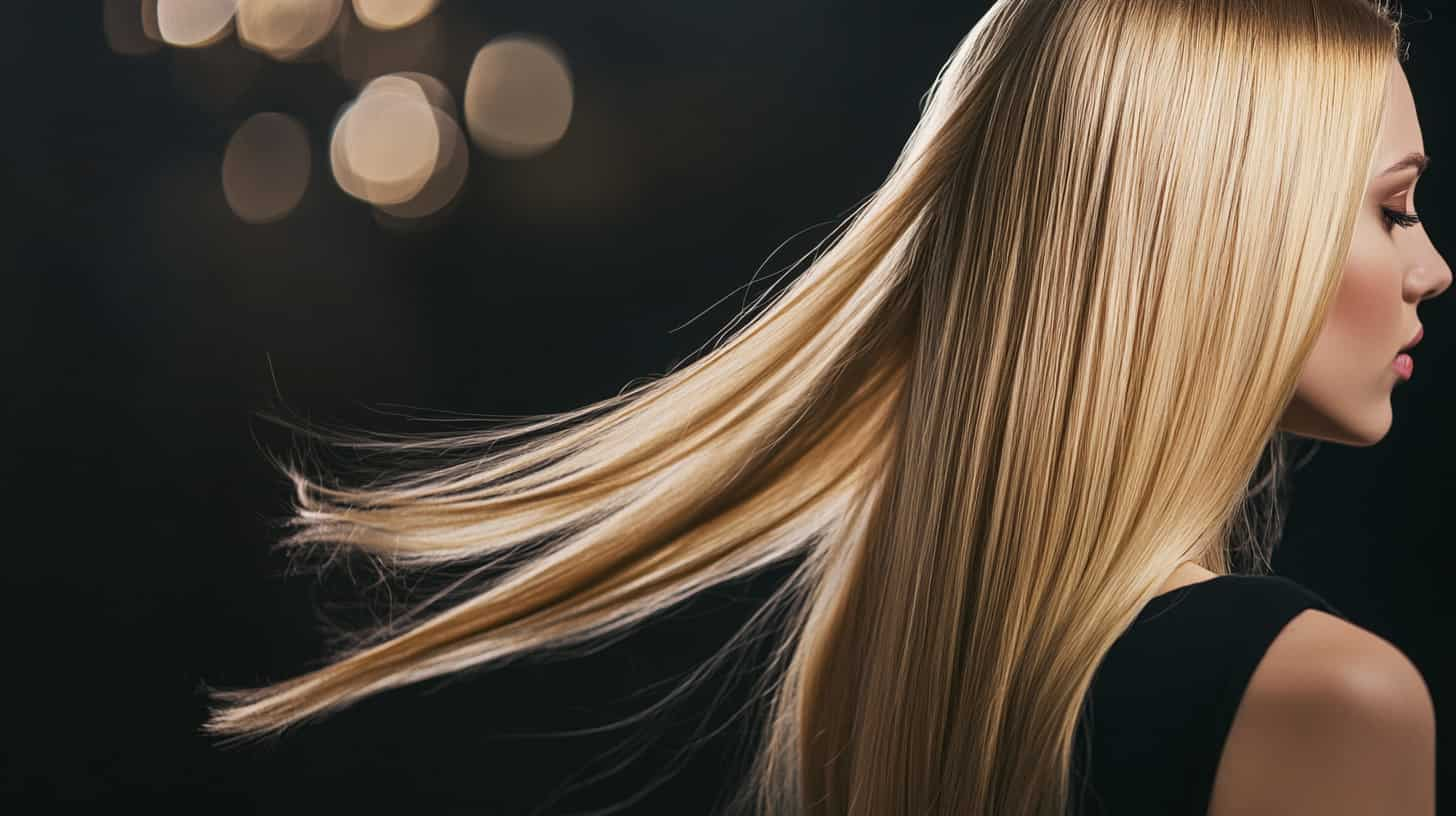 Woman with long healthy hair showcasing the best shampoo for hair extensions care.