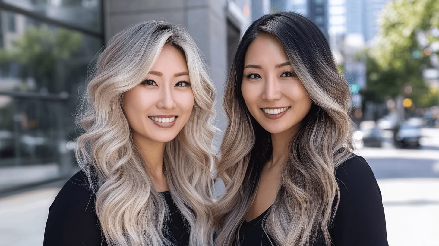 Balayage vs. Bronde. Side-by-side comparison of balayage and bronde hairstyles, showing the soft, sun-kissed highlights of balayage next to the rich, blended blonde and brown tones of bronde.